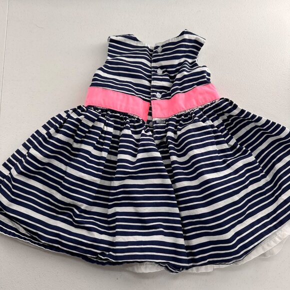 Carters Navy & White Striped Baby Girl Dress Pink Bow Accent Size 6 Months - Picture 9 of 11